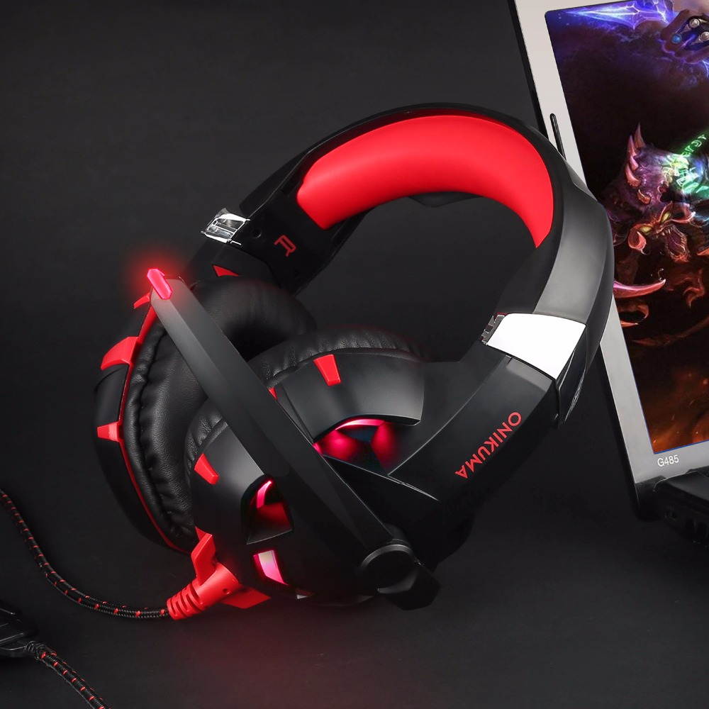 ONIKUMA K2 Gaming Headset 7.1 Channel Sound Stereo Casque Gaming Headphone with Mic LED Light for PS4 PC Laptop Computer