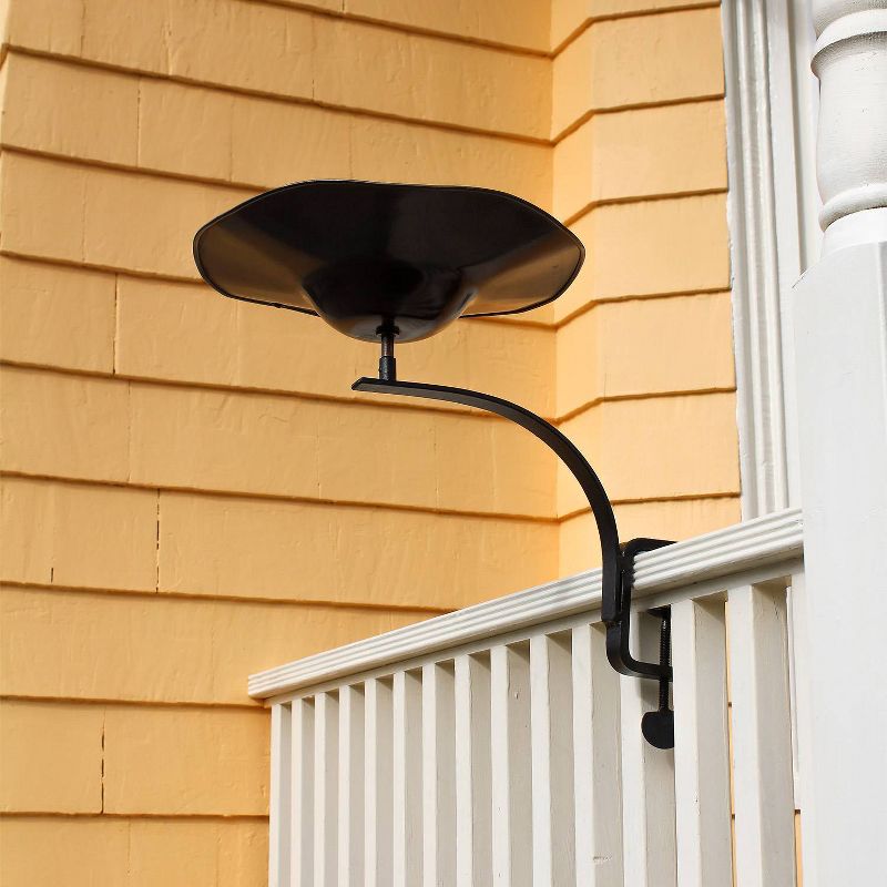 15.5" Aluminum Birdbath with Birds and Rail Mount Bracket Antique Patina Brown - Achla Designs