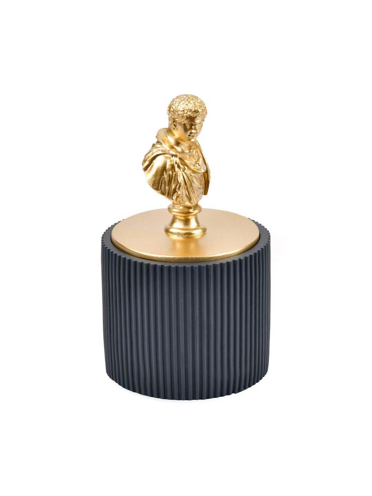 @home Grey & Gold Resin Fluted Design Mini Storage Box Organiser