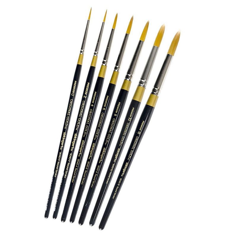 Kingart 7ct Original Round Stroke Brush Set - Gold