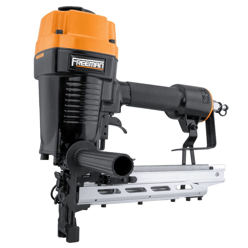 Freeman PFS9 Pneumatic 9-Gauge 2-Inch Ergonomic and Lightweight Fencing Stapler with Quick Release and 1000 9 Gauge 1.75-Inch Nails Box, Orange