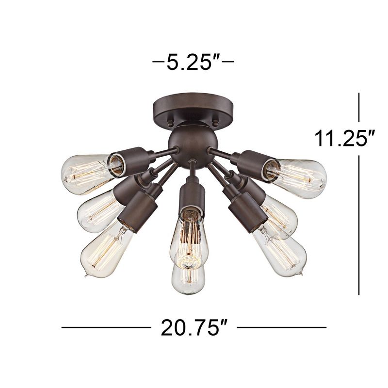 Possini Euro Design Modern Ceiling Light Semi Flush Mount Fixture LED Oiled Bronze 20 3/4" Wide Sputnik Style for Bedroom Kitchen