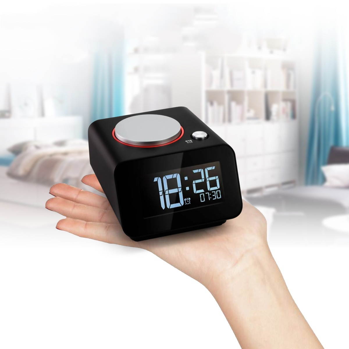 AUGIENB Rechargeable Bedroom Digital Alarm Clock With Dual USB Charging Port For Mobile Phones