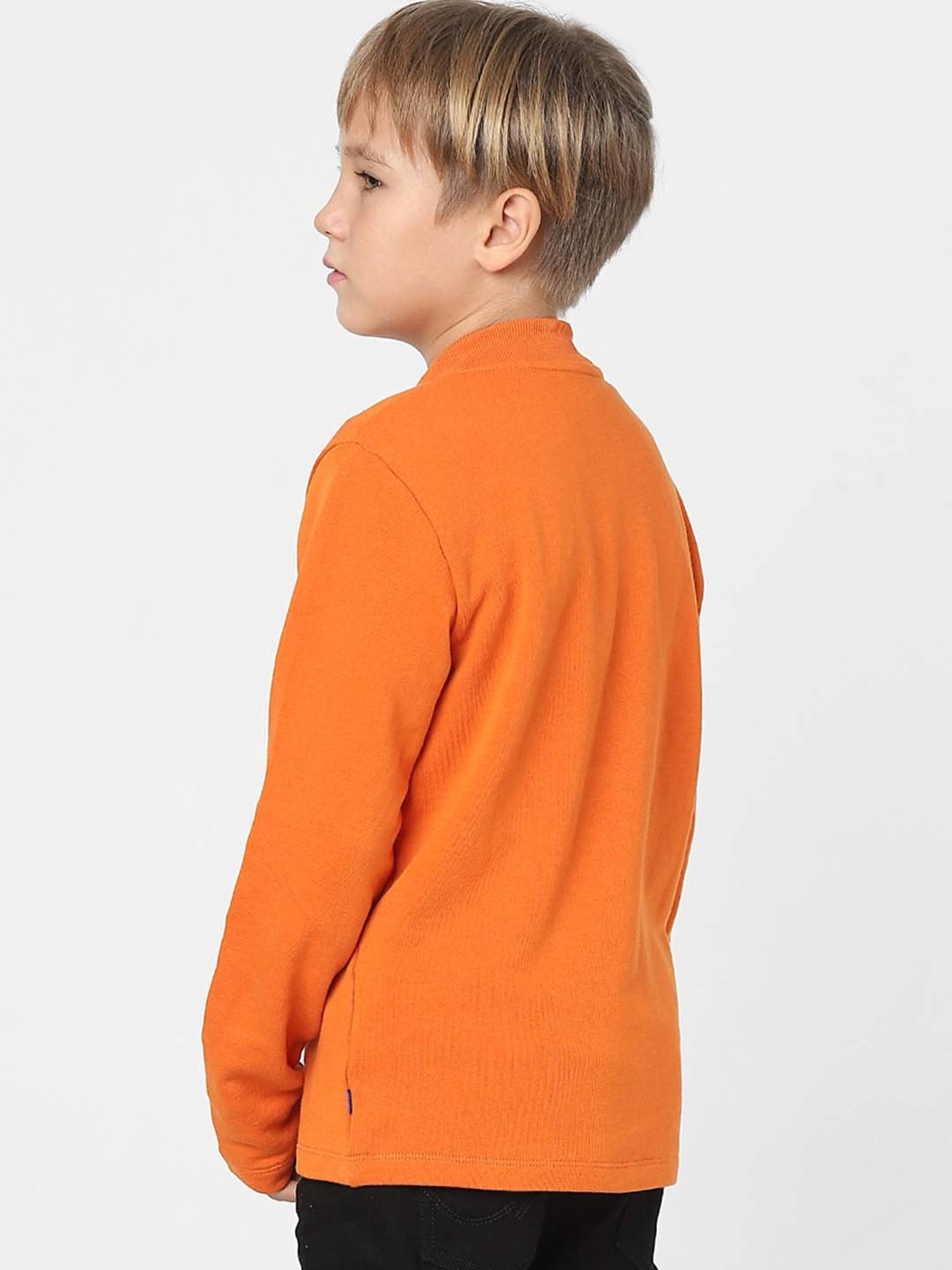 Jack & Jones Junior Burnt Orange Cotton Printed Full Sleeves Jacket