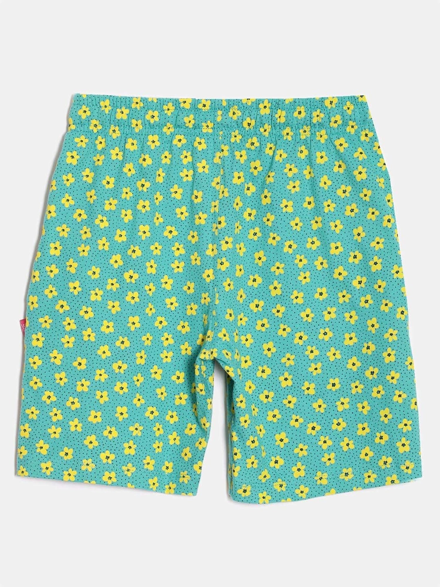 Kiddopanti Kids Coral & Neon Green Logo Cycling Shorts (Pack of 2)