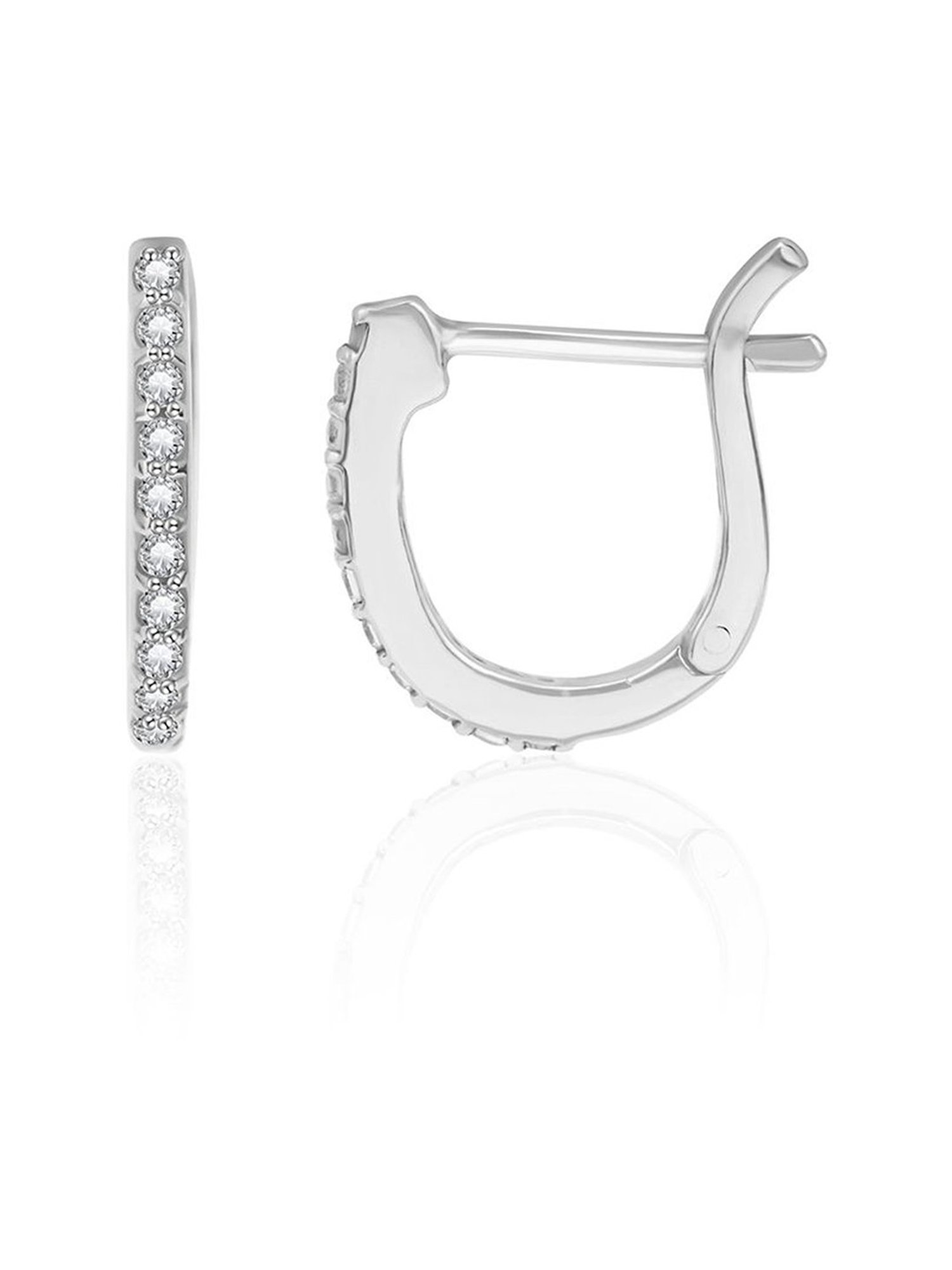 March by FableStreet 92.5 Sterling Silver Classic White Zircon Mini Hoop Earrings