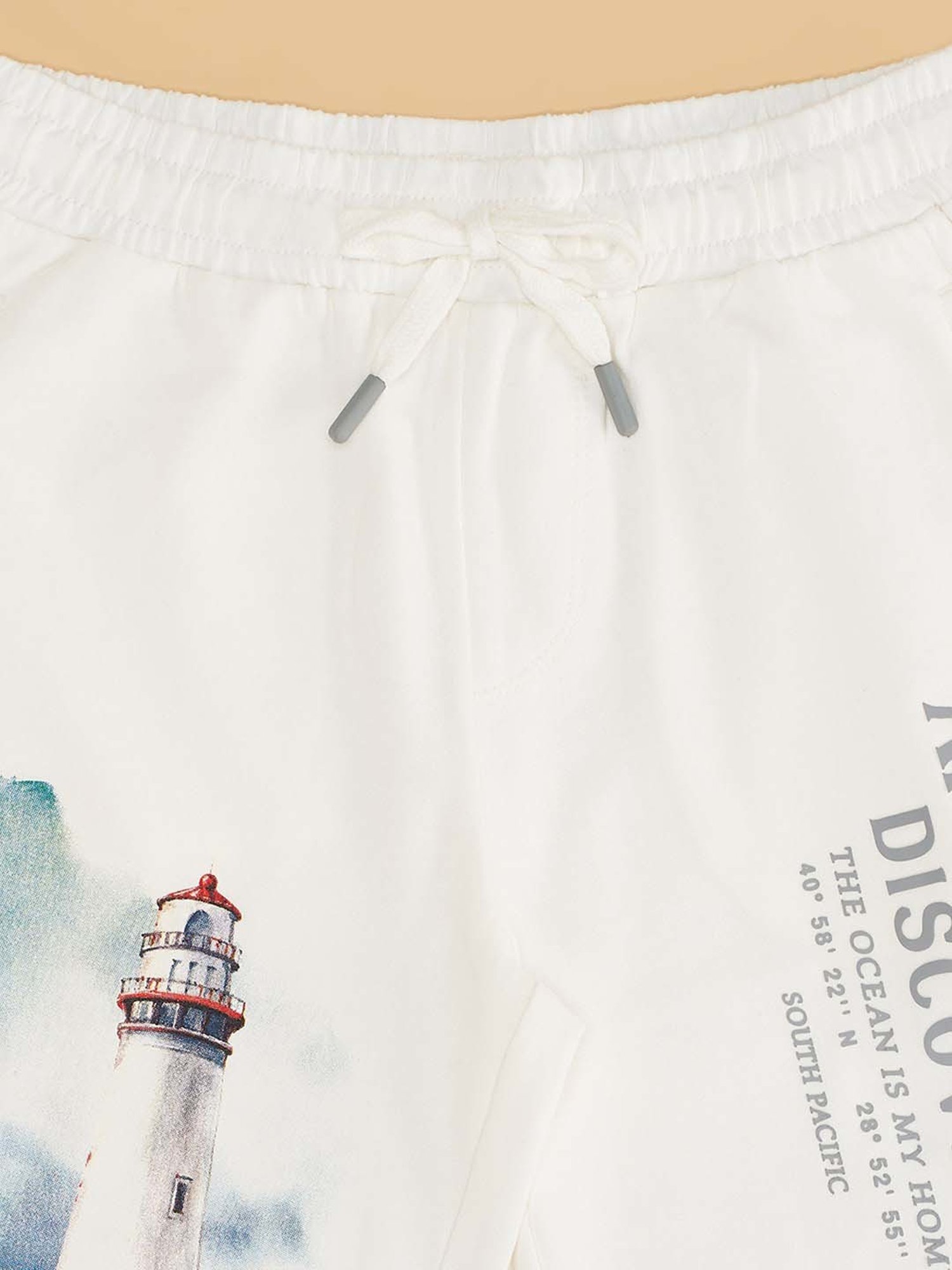 Pantaloons Junior Kids White Cotton Printed Shorts