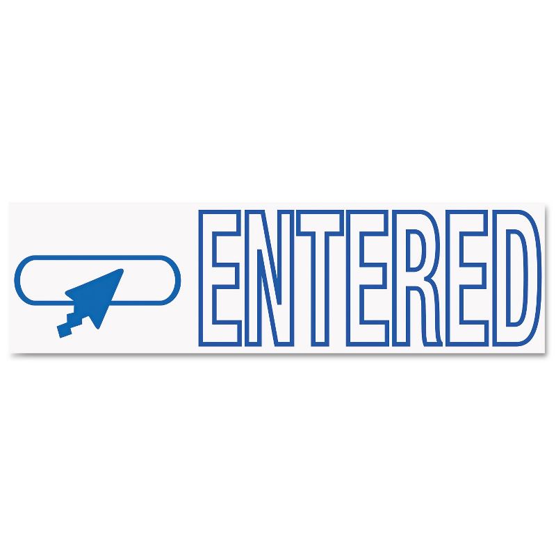 Accustamp2 Pre-Inked Shutter Stamp with Microban Blue ENTERED 1 5/8 x 1/2 035573