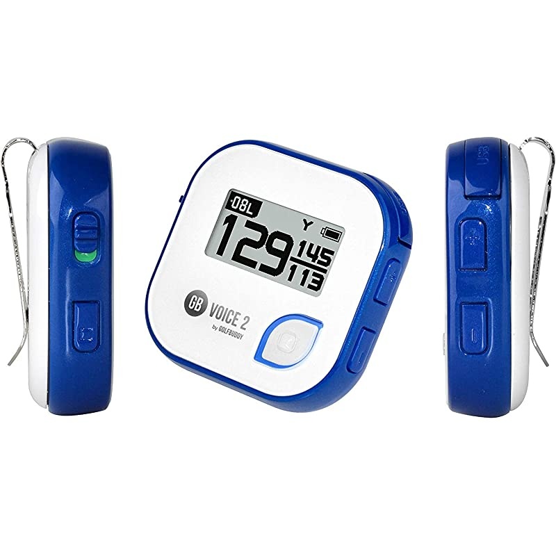 Voice 2 Rangefinder Talking GPS devices for Hat distance Range Finder for Golfers 14 Hours Battery Life Water Resistant Accessories for Men and women WhiteBlue