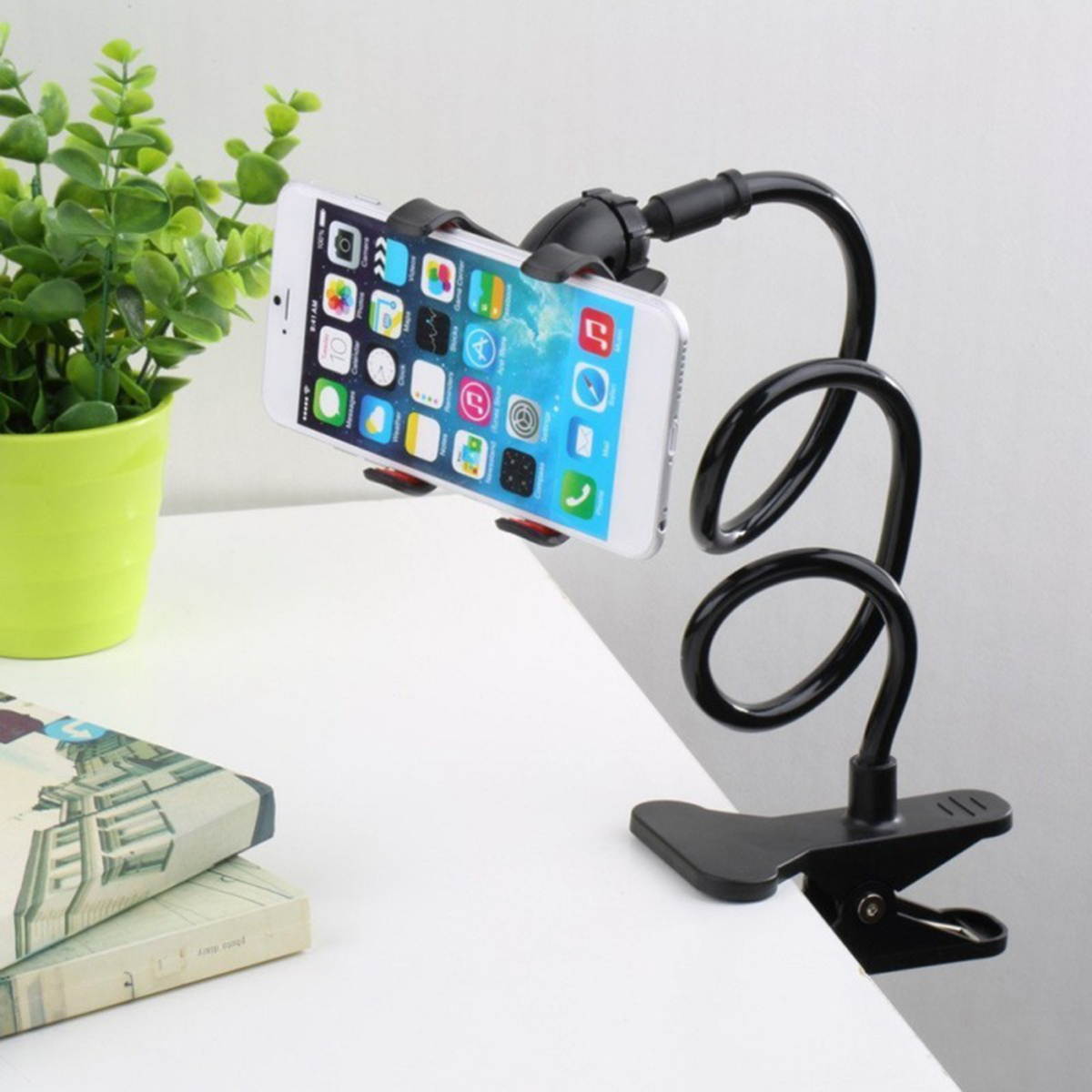 Universal Flexible Lazy Bracket Bed Desk Mobile Phone Stand Holder Multicolor Black