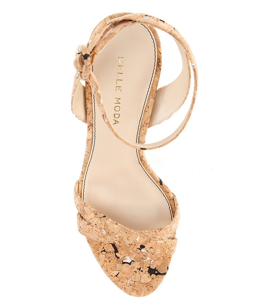 Pelle Moda Perth Cork Ankle Strap Block Heel Dress Sandals