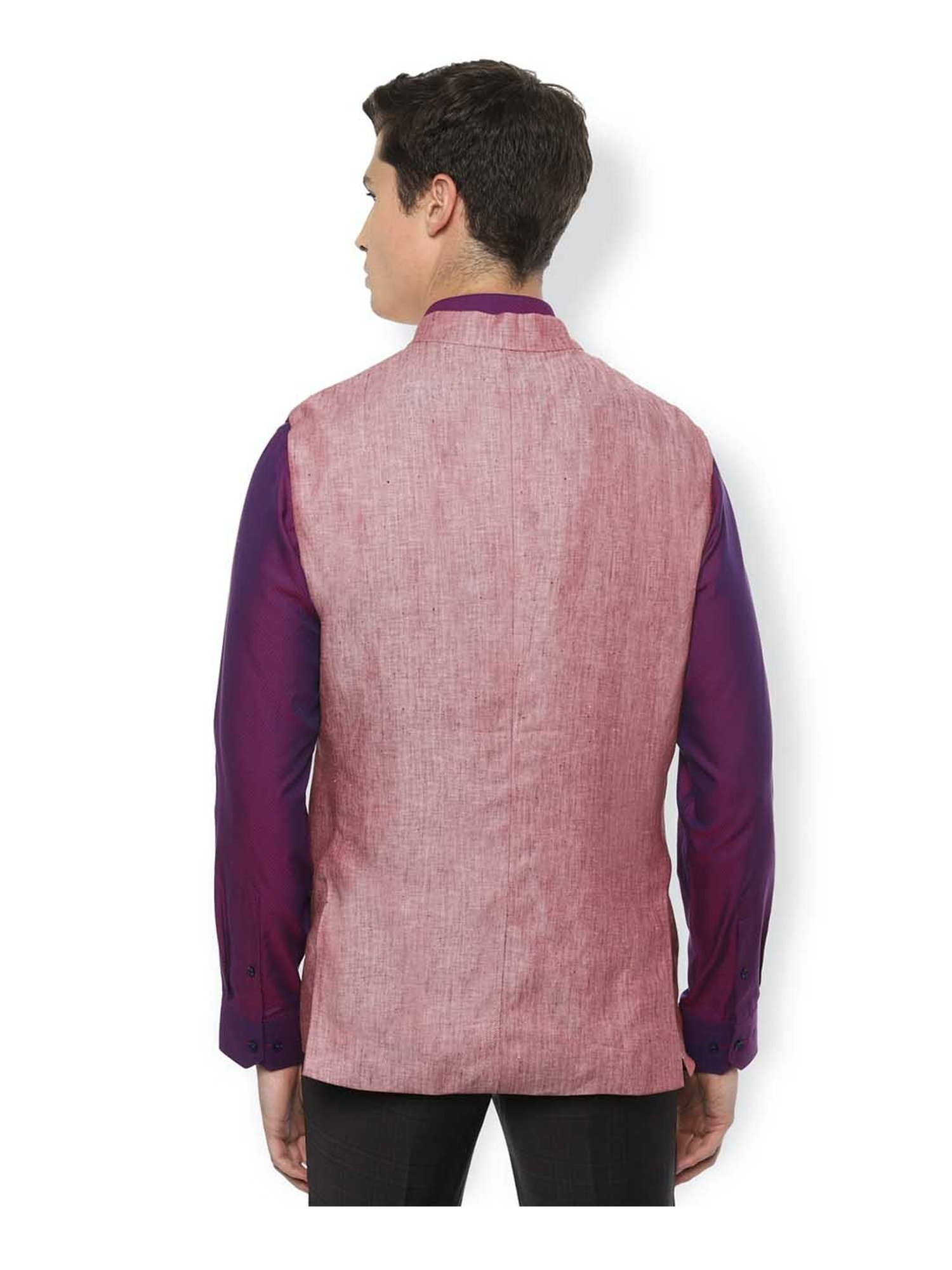 Van Heusen Pink Slim Fit Linen Waistcoat