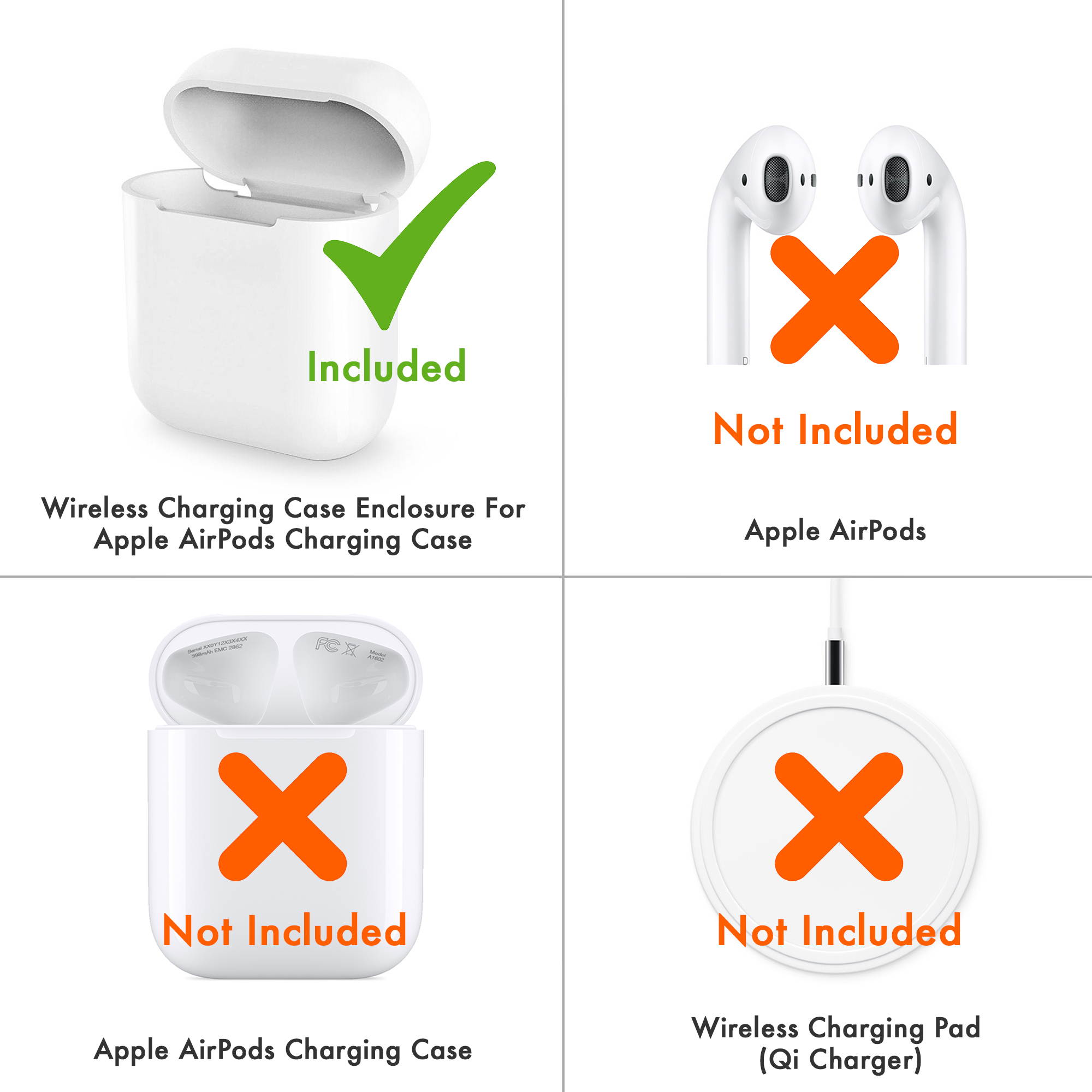 Wireless Qi Charging Enclosure for Apple AirPods