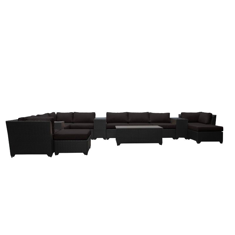 Barbados 14pc Patio Sectional Seating Set with Cushions - Black - TK Classics