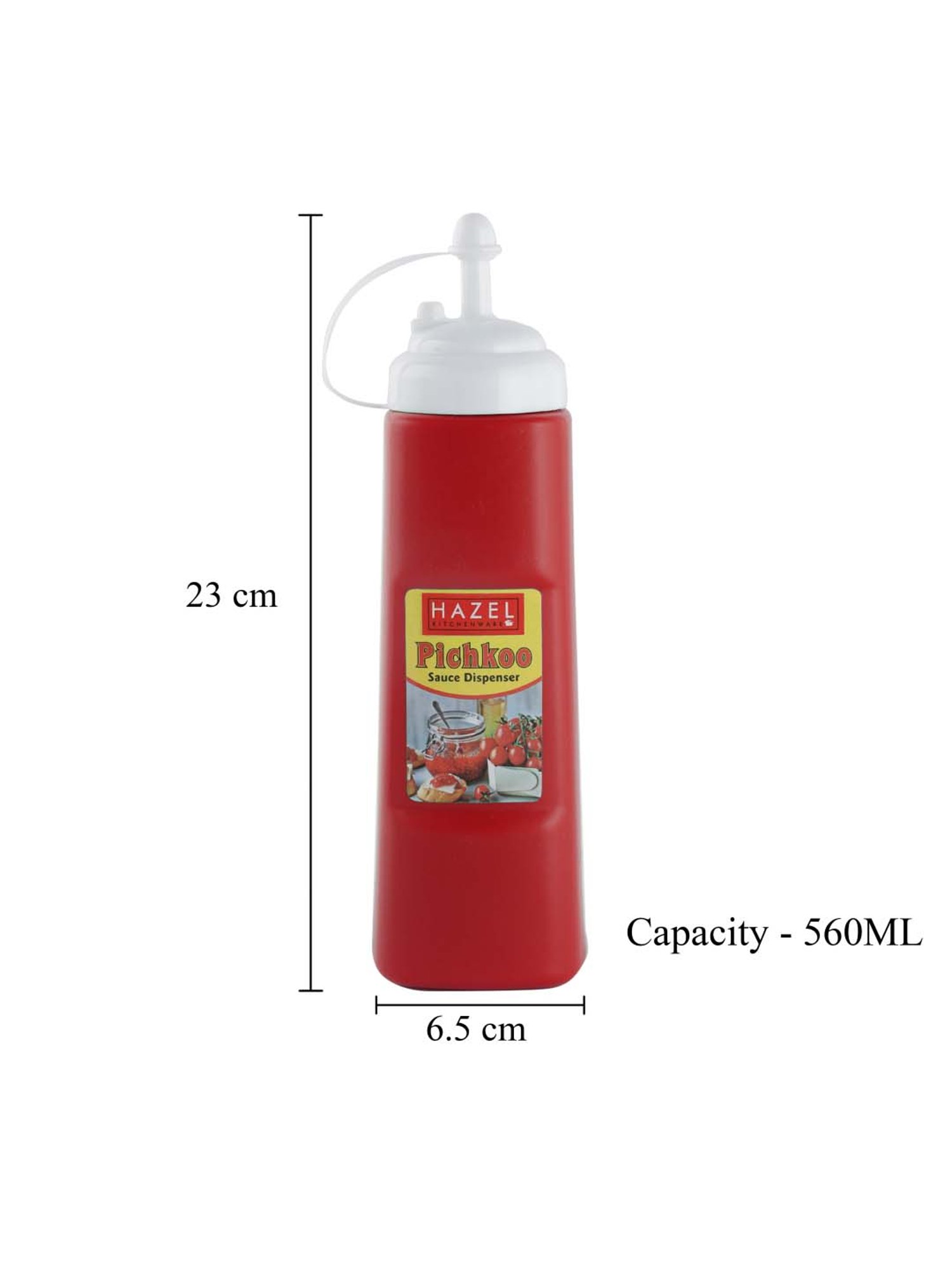 HAZEL Red Polypropylene Chutney Bottle (0.56 L) - Set of 1