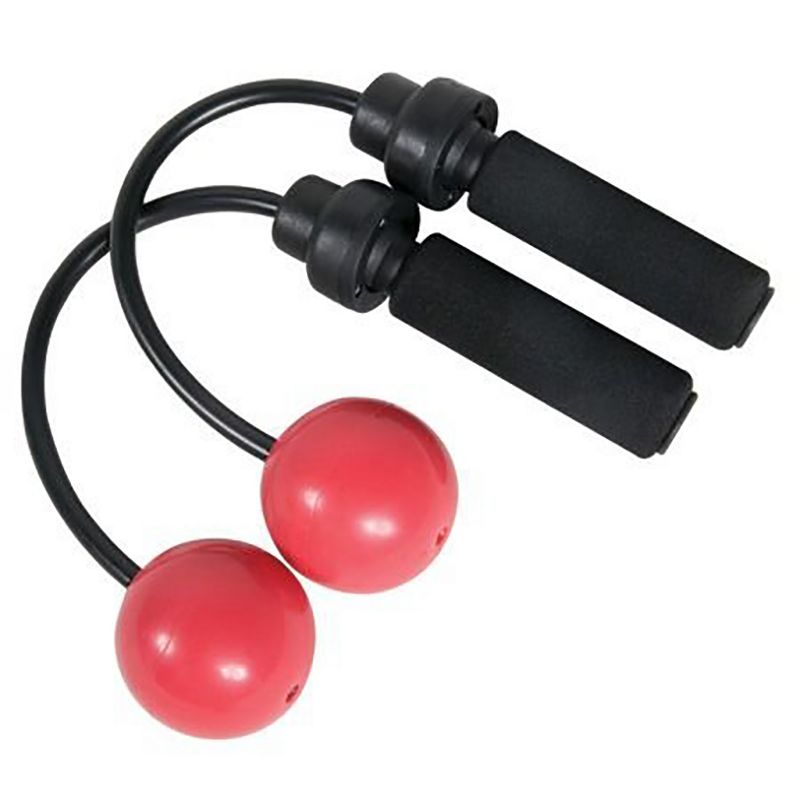 Power Systems Airope Pro Medium Resistance Compact Weighted Rubber Jump Rope Pair with Padded Grip Handles, Red