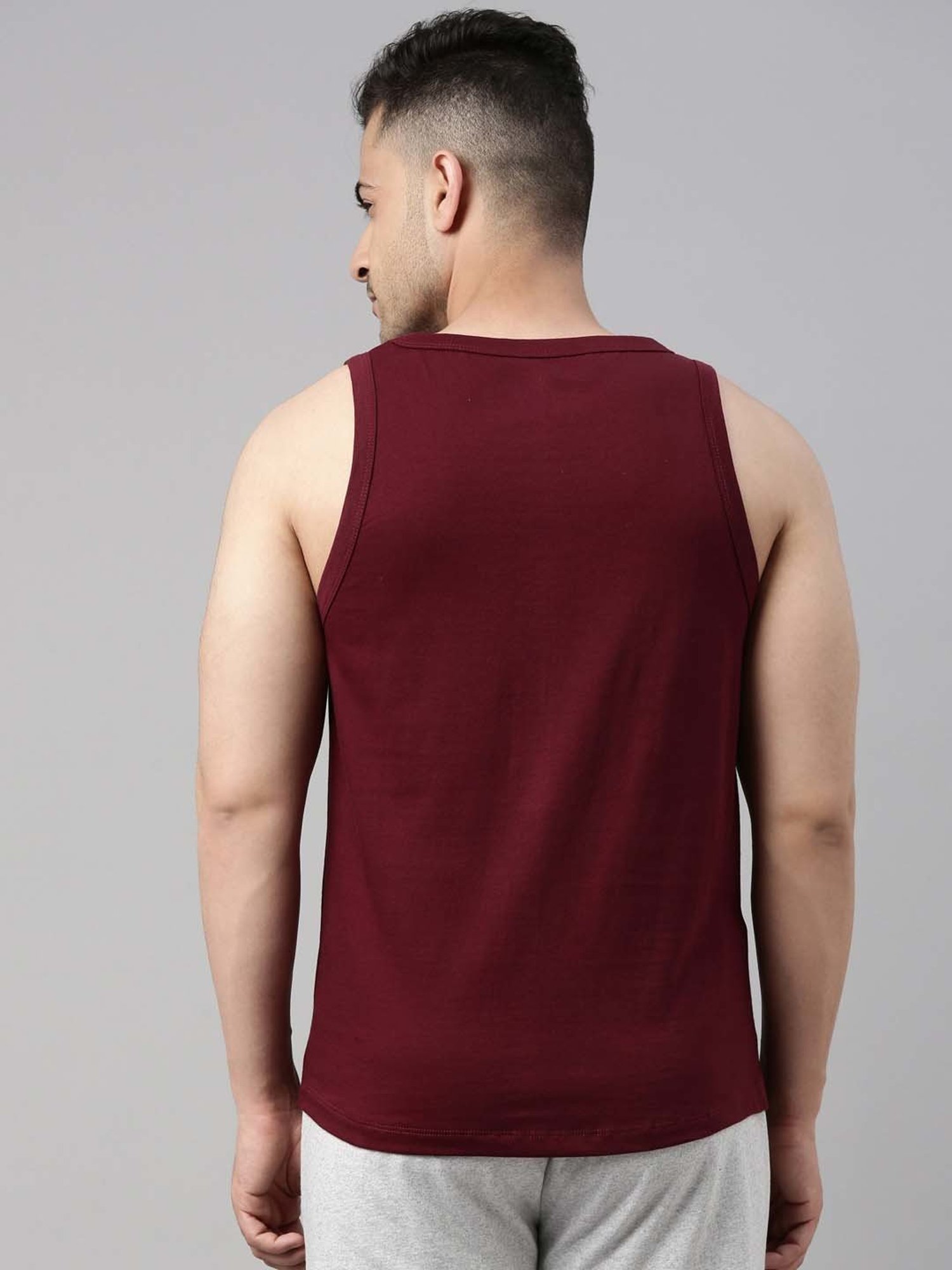 Bushirt Maroon Printed Cotton Vest