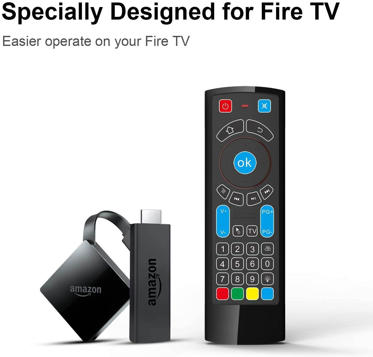 Updated Bluetooth Air Mouse for Android tv Box, Mini Wireless Keyboard Air TV Remote Mouse Control with Backlit CR3 for Android TV Box, Mini PC, Smart TV, HTPC, All-in-One PC/TV