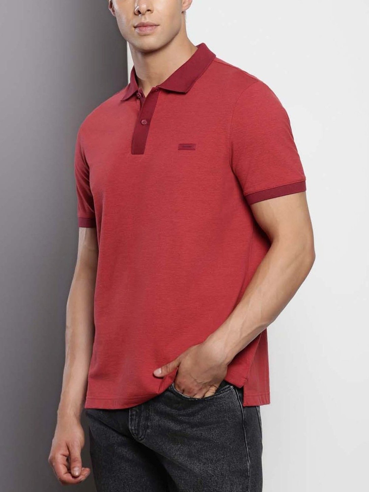 Calvin Klein Deep Starfire / Baked Apple Cotton Regular Fit Polo T-Shirt