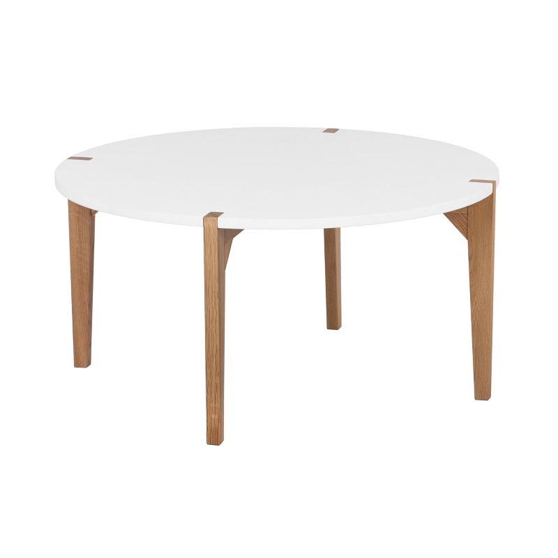 Abacus Round Coffee Table Modern Oak and White - Universal Expert