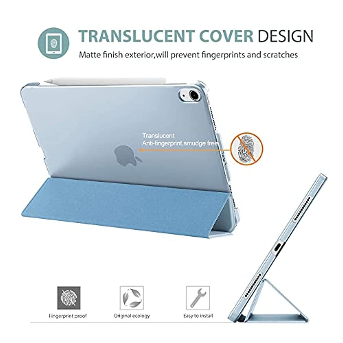 ProCase iPad Air 4 Case 10.9 Inch 2020 iPad Air 4th Generation Case A2316 A2324 A2325 A2072 Bundle with Slim Wired Keyboard for Type-C Port iPad/Android Tablets and Phones