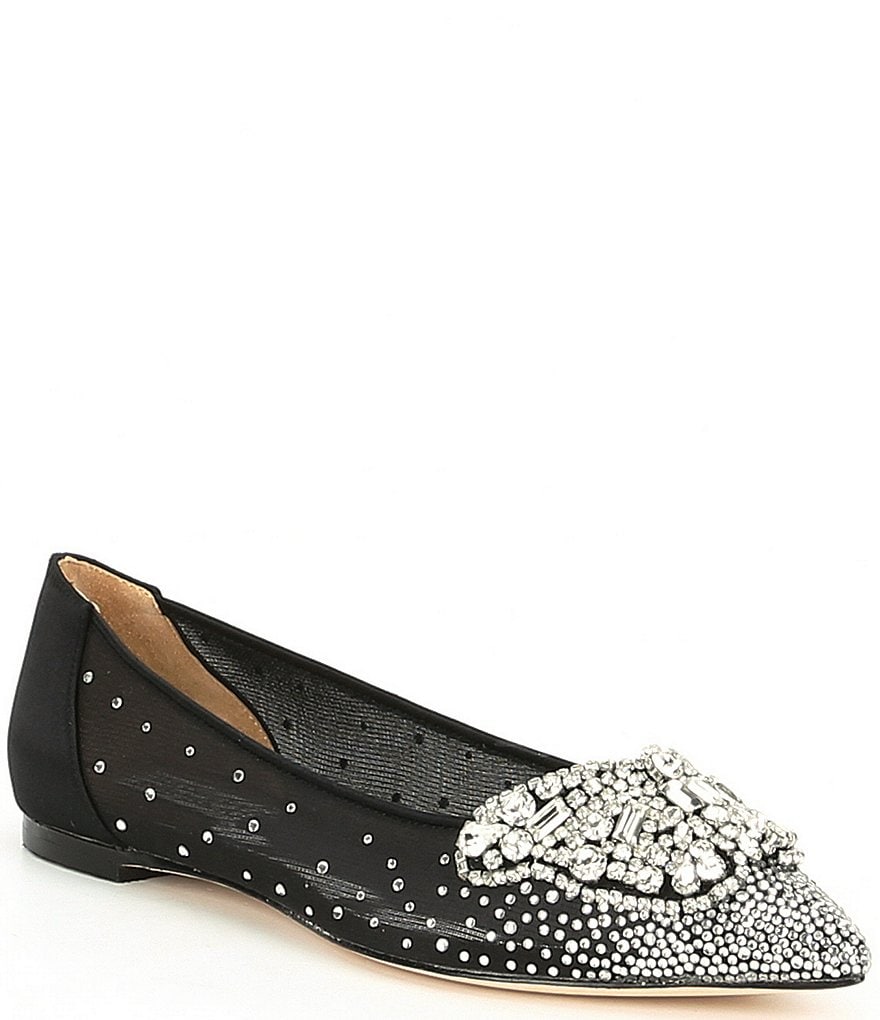 Badgley Mischka Quinn Satin Butterfly Toe Dress Flats