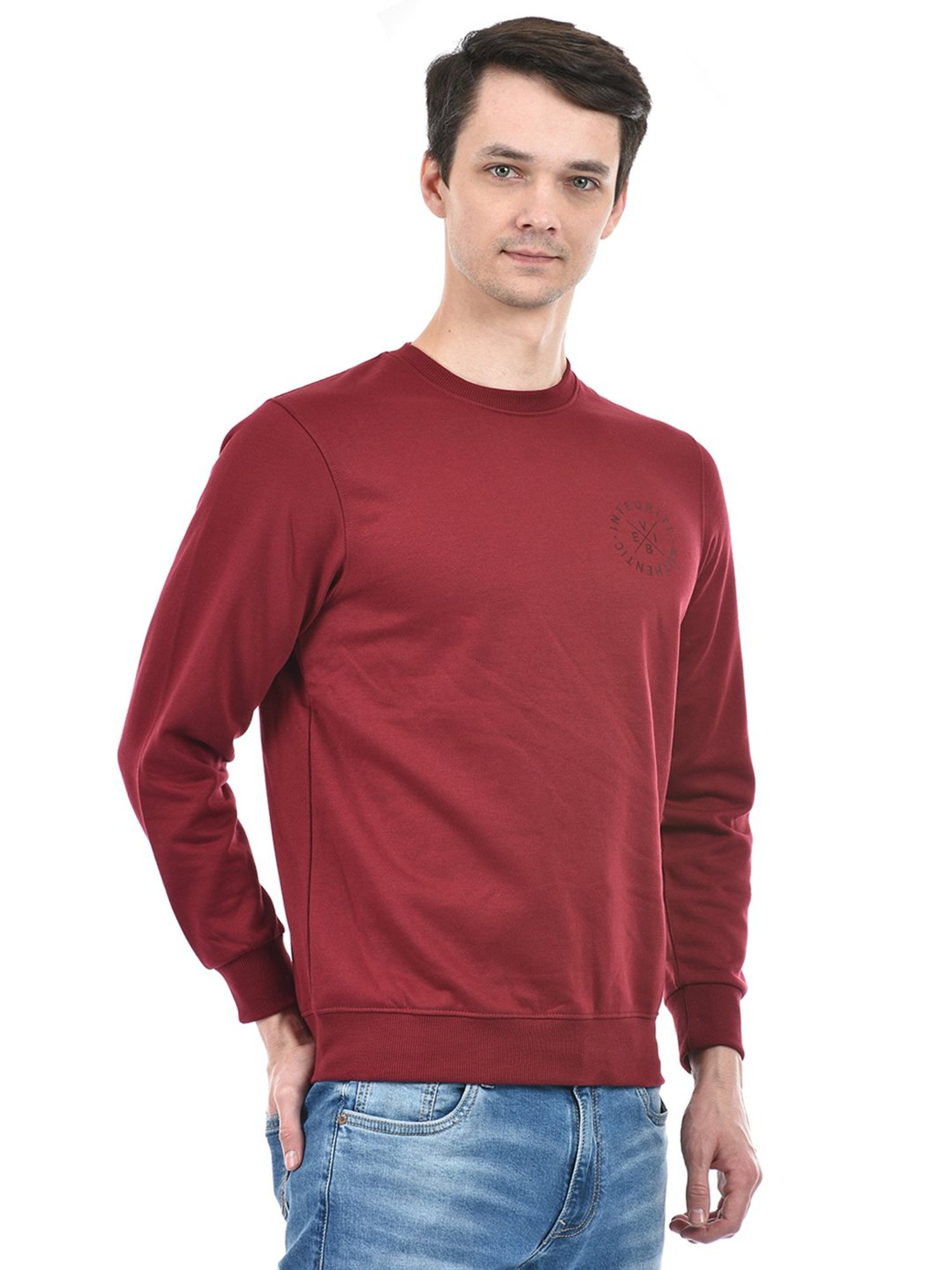 Integriti Maroon Regular Fit Printed Sweatshirt