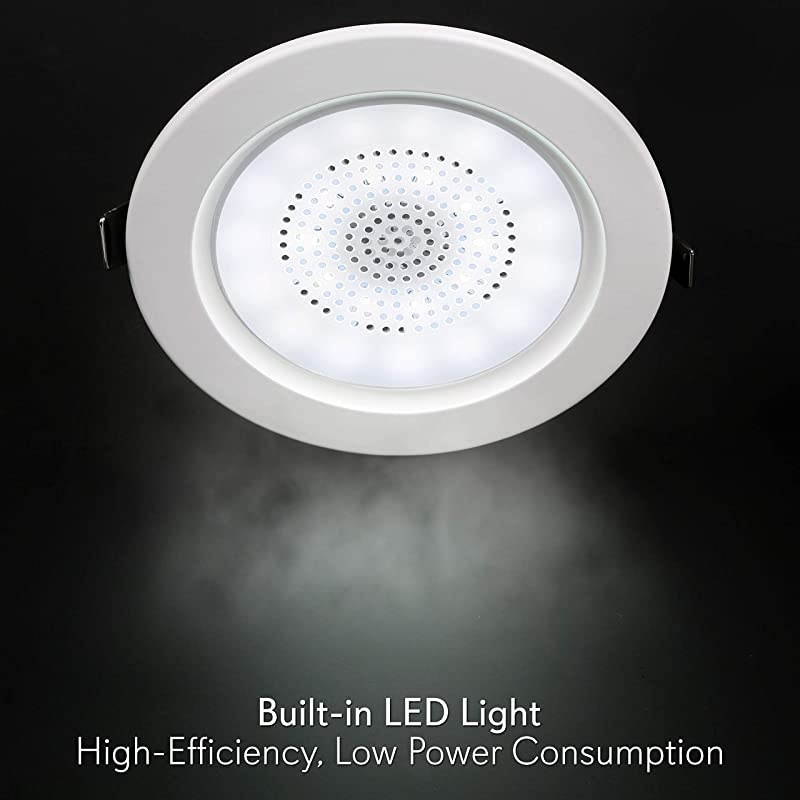 4&rdquo; Pair Bluetooth Flush Mount In-wall In-ceiling 2-Way Home Speaker System Built-in LED Lights Aluminum Housing Spring Clips Polyprone Cone & Tweeter 4 Ch Amplifier 320 Watts (PDIC4CBTL4B)