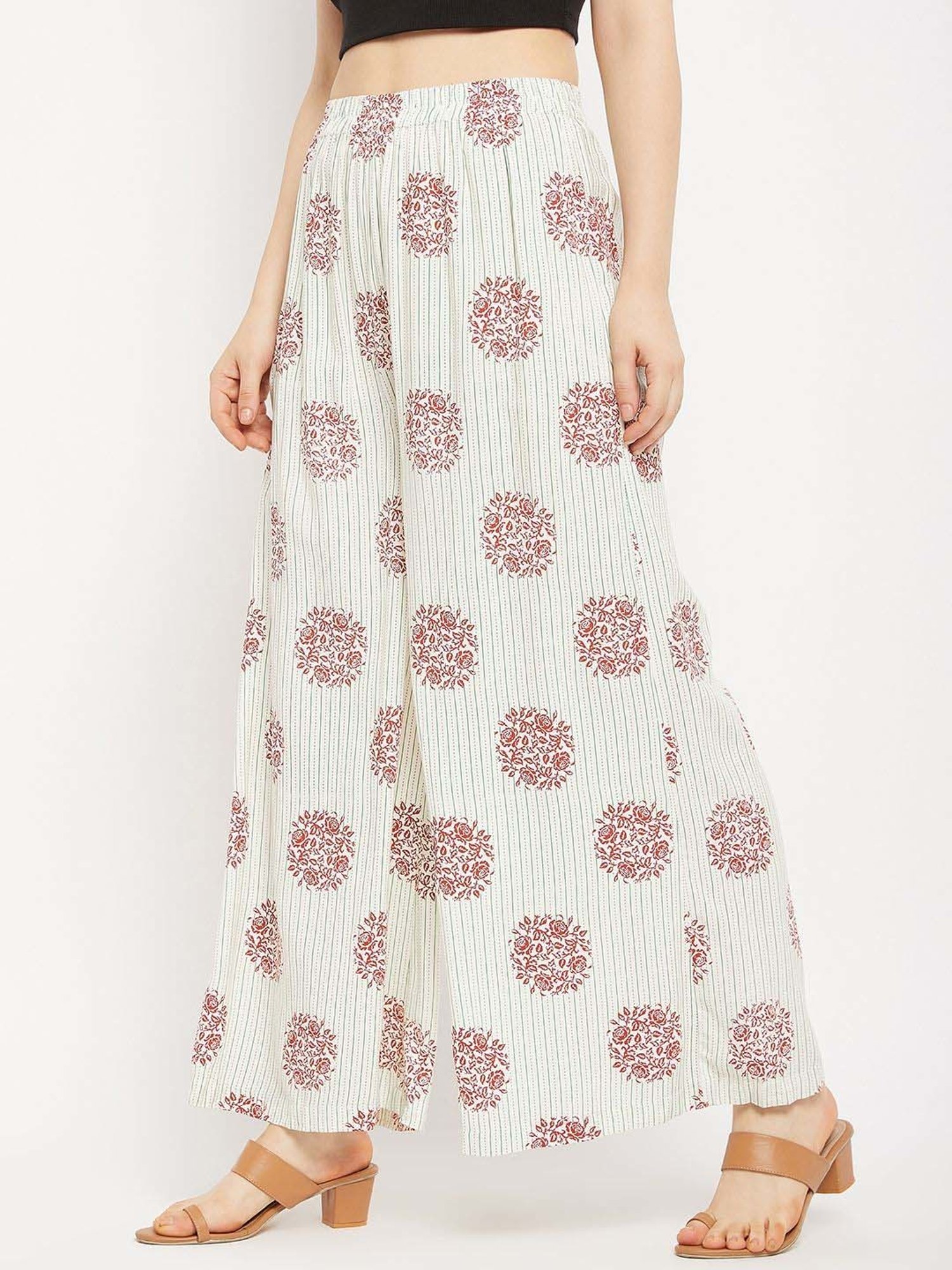 Castle Off-White Printed Palazzos