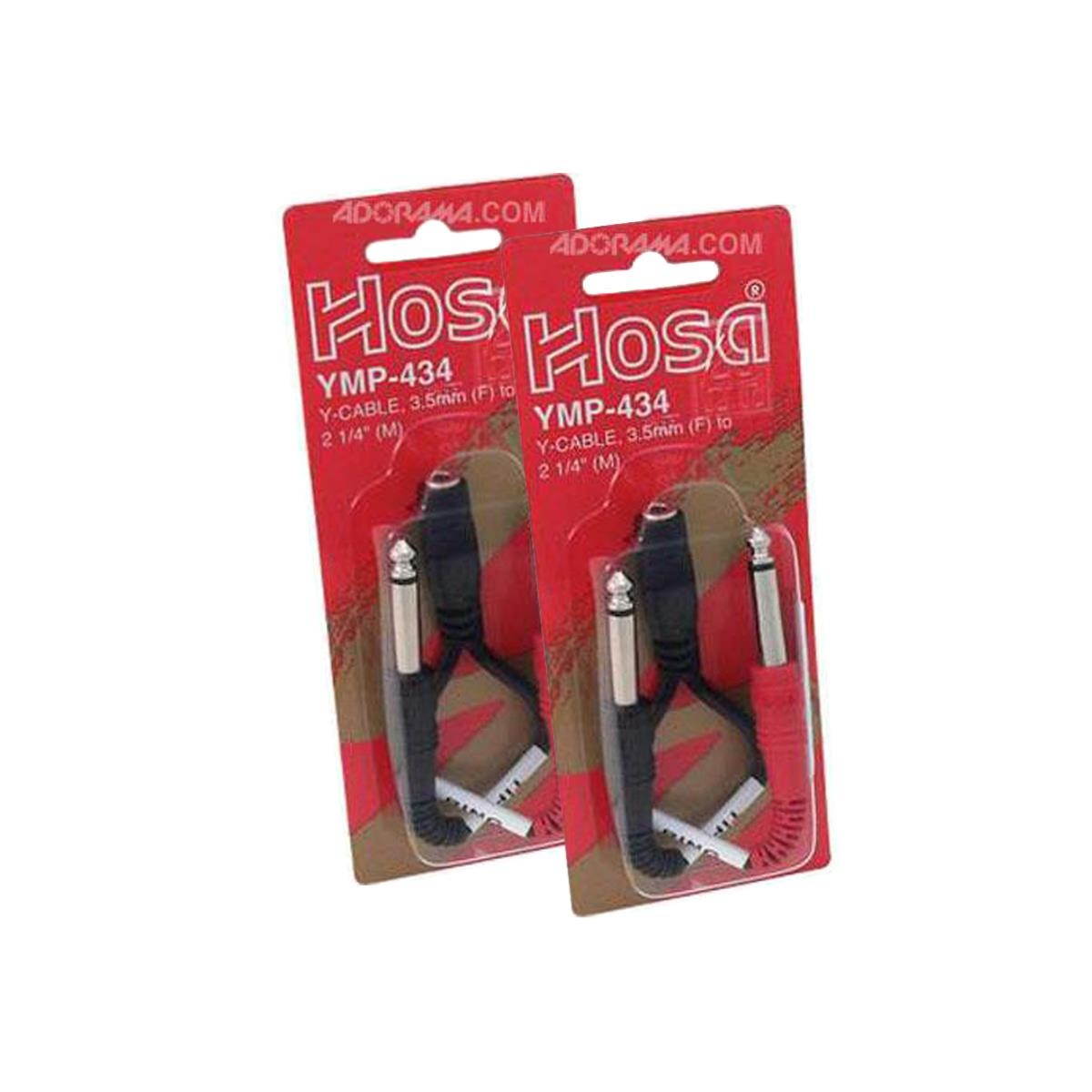 Hosa Technology 6" Stereo 3.5mm Female to Two 1/4" Male Y-Cable, 2-Pack #YMP4342