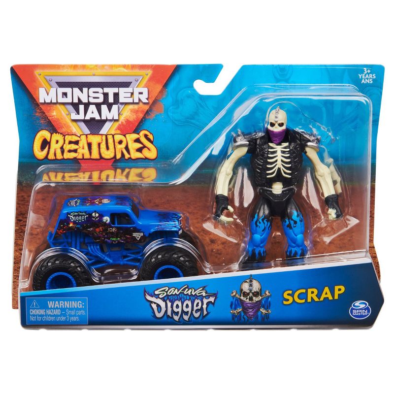 Monster Jam Official Son-Uva Digger 1:64 Scale Monster Truck and 5" Scrap Creatures Action Figure