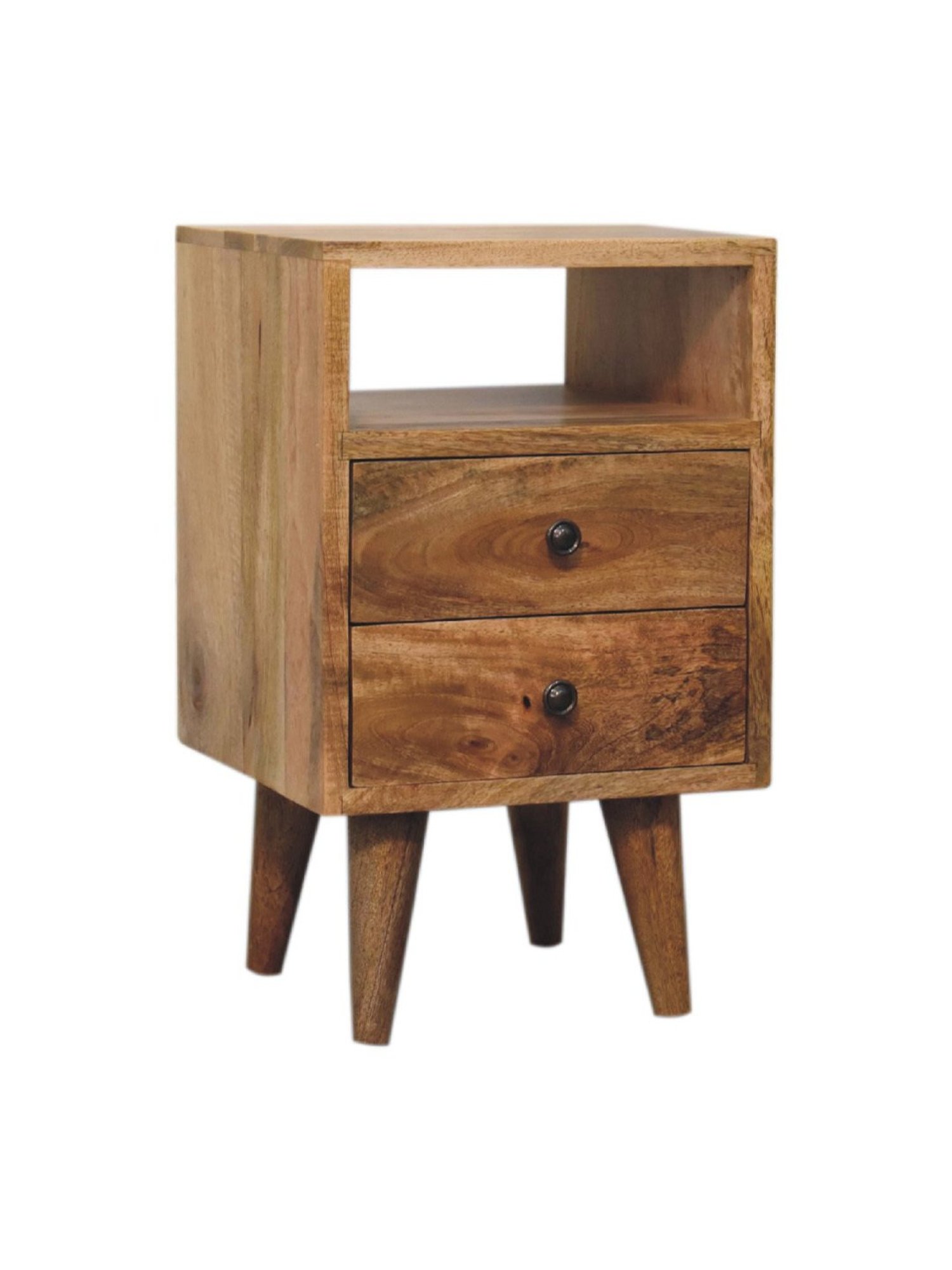 Artisan Furniture Brown Wood Mini Classic Oakish Bedside Table with Open Slot