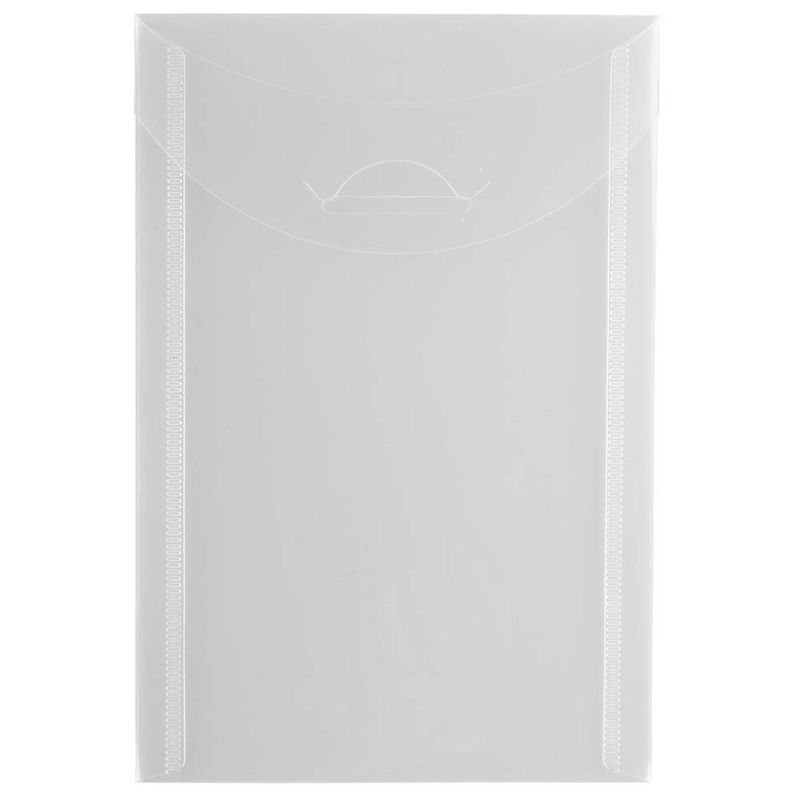 JAM Paper 4 1/8'' x 6'' 12pk Plastic Envelopes with Tuck Flap Closure, Open End - Clear