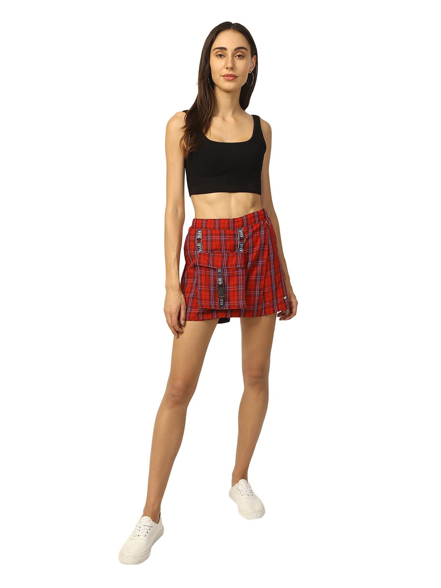 Elle Red Check Skort Skirt