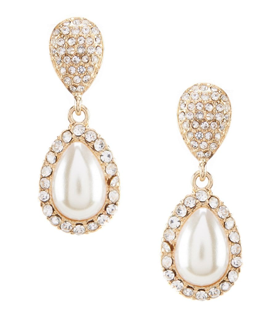 Gemma Layne Pave & Faux-Pearl Teardrop Earrings