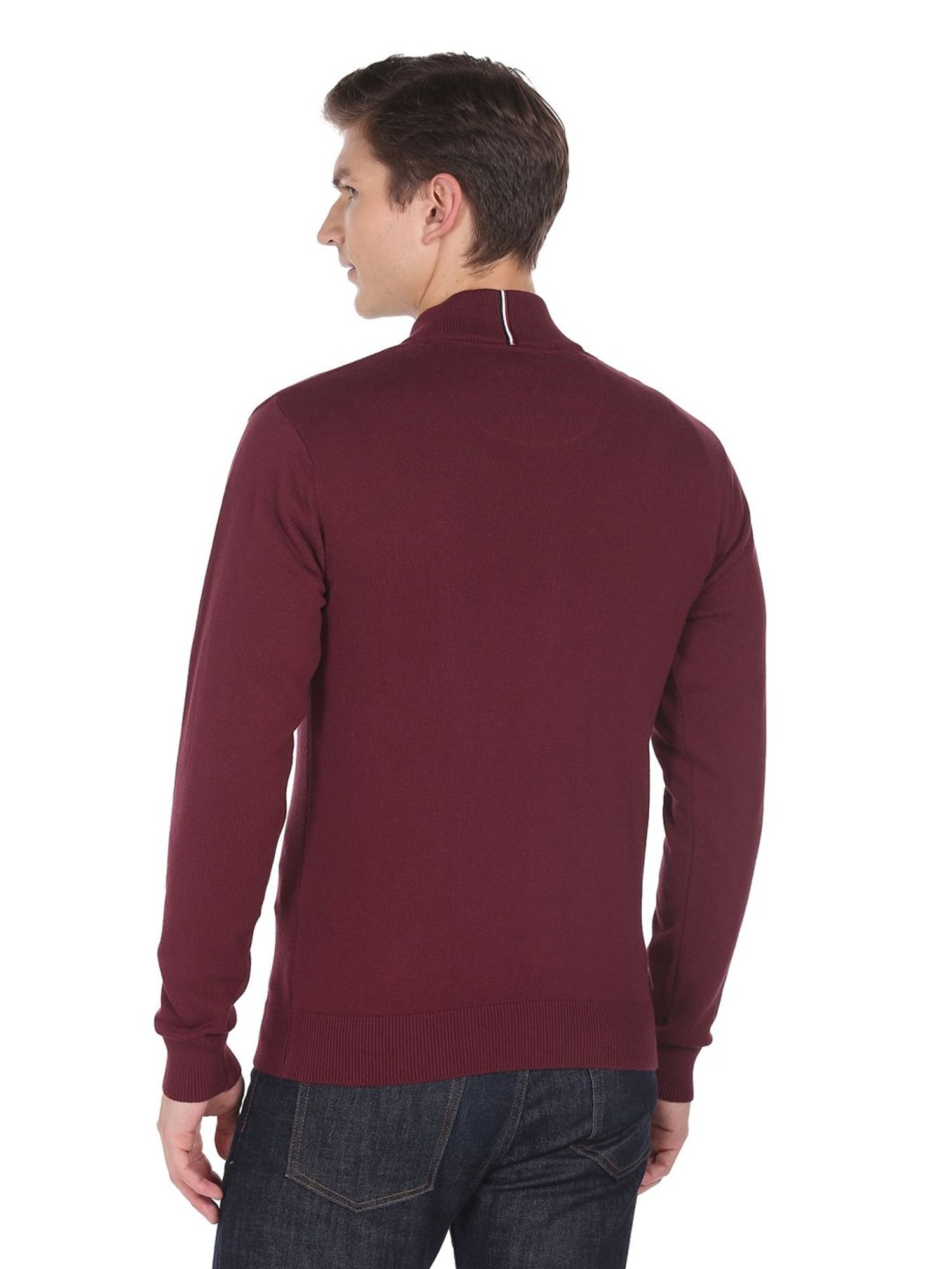 Arrow Sport Maroon Cotton Regular Fit Sweater