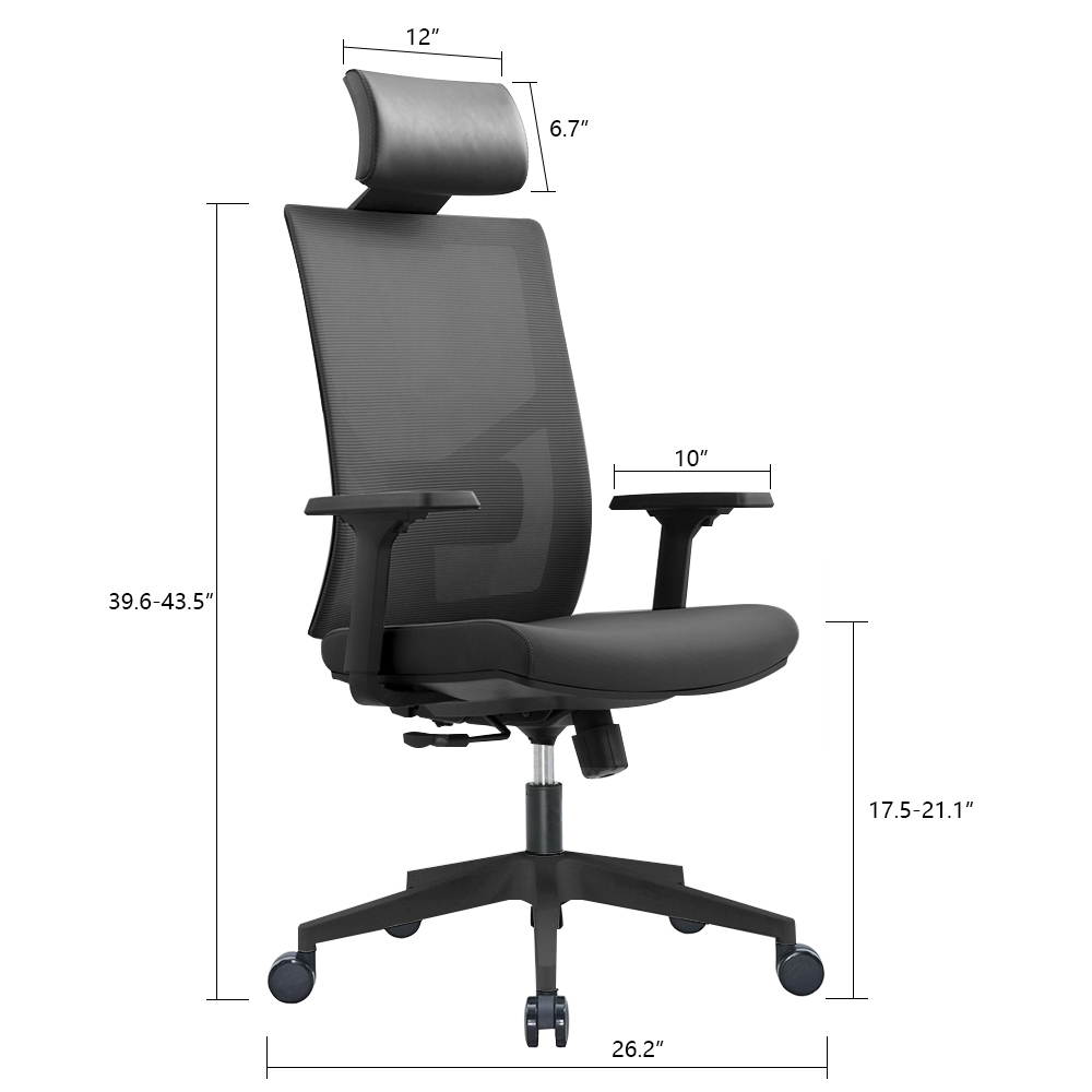 Ergonomic Multi Function Mesh Office Chair with Lumbar Support, Adjustable Armrest (With Headrest, Black and White)