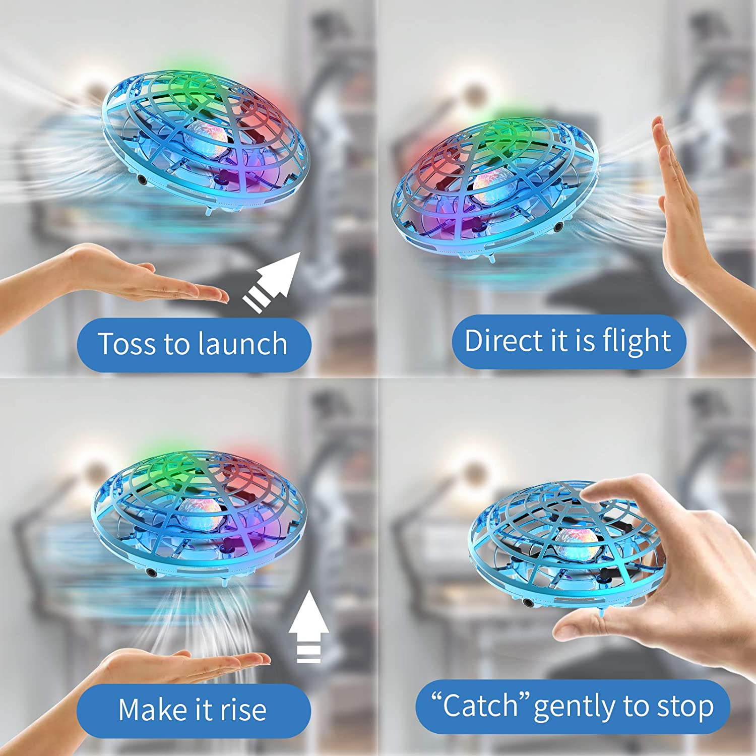 Drone for Kids Toys Hand Operated Mini Drone UFO Flying Ball Toy Gifts for Boys and Girls Motion Sensor Helicopter Outdoor and Indoor