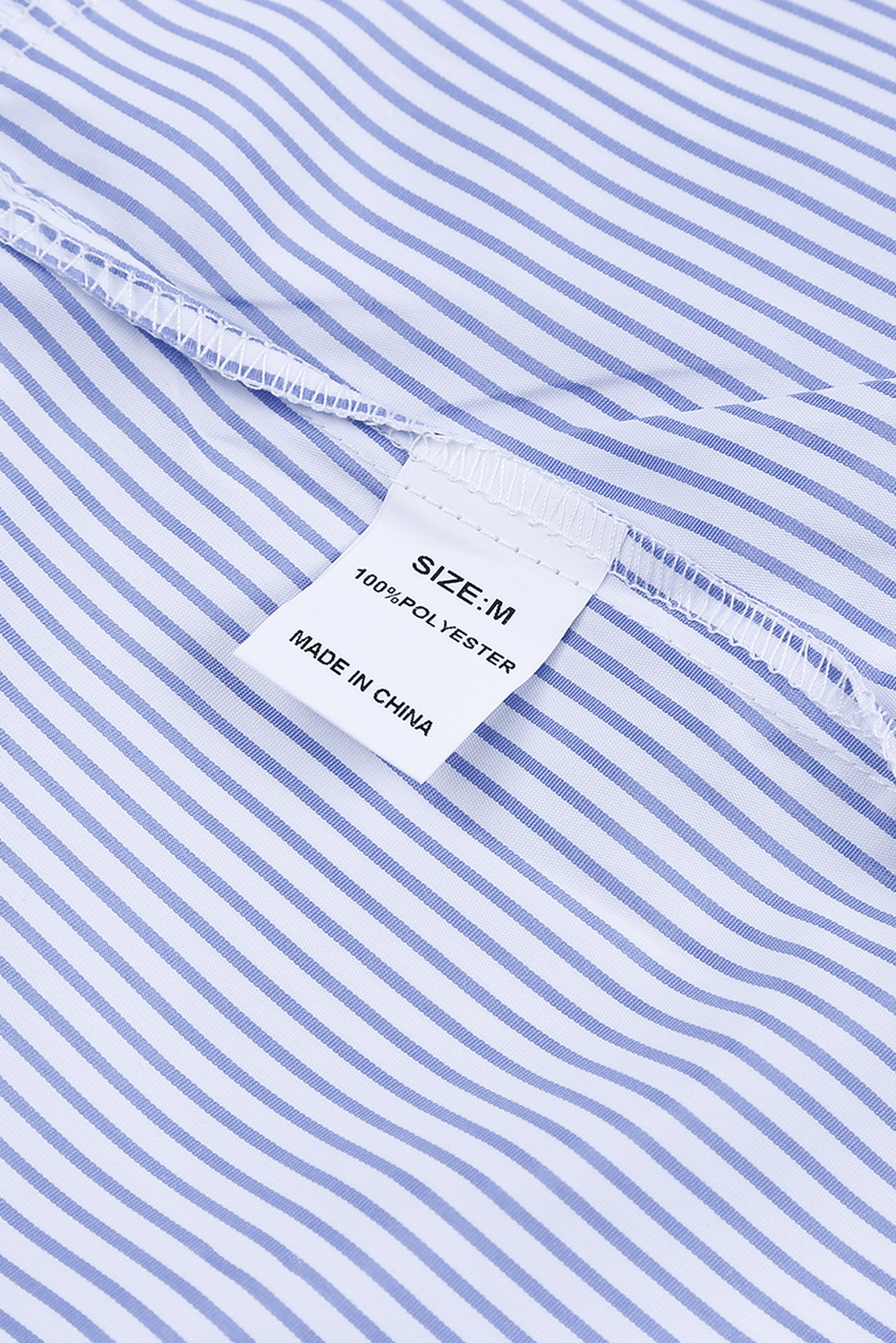 Light Blue Casual Striped Shirred Cuffs Shirt