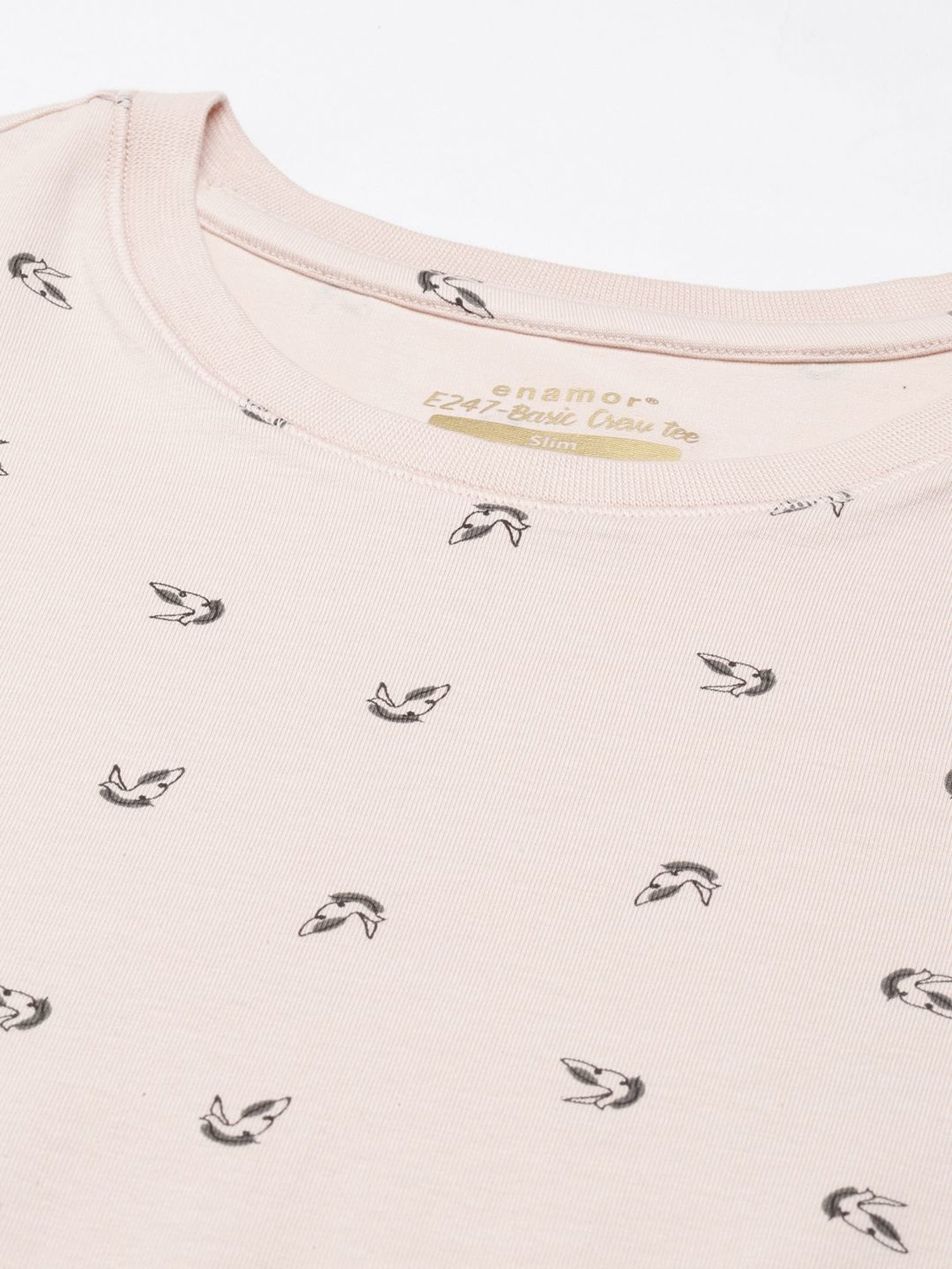 Enamor Peach Cotton Printed T-Shirt