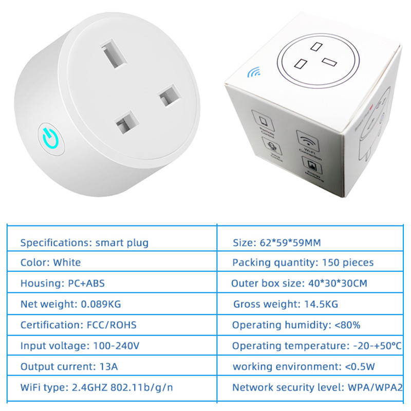 Yijianxi WiFi Smart Wireless Plug UK Adaptor Remote Voice Control Power Energy Monitor Outlet