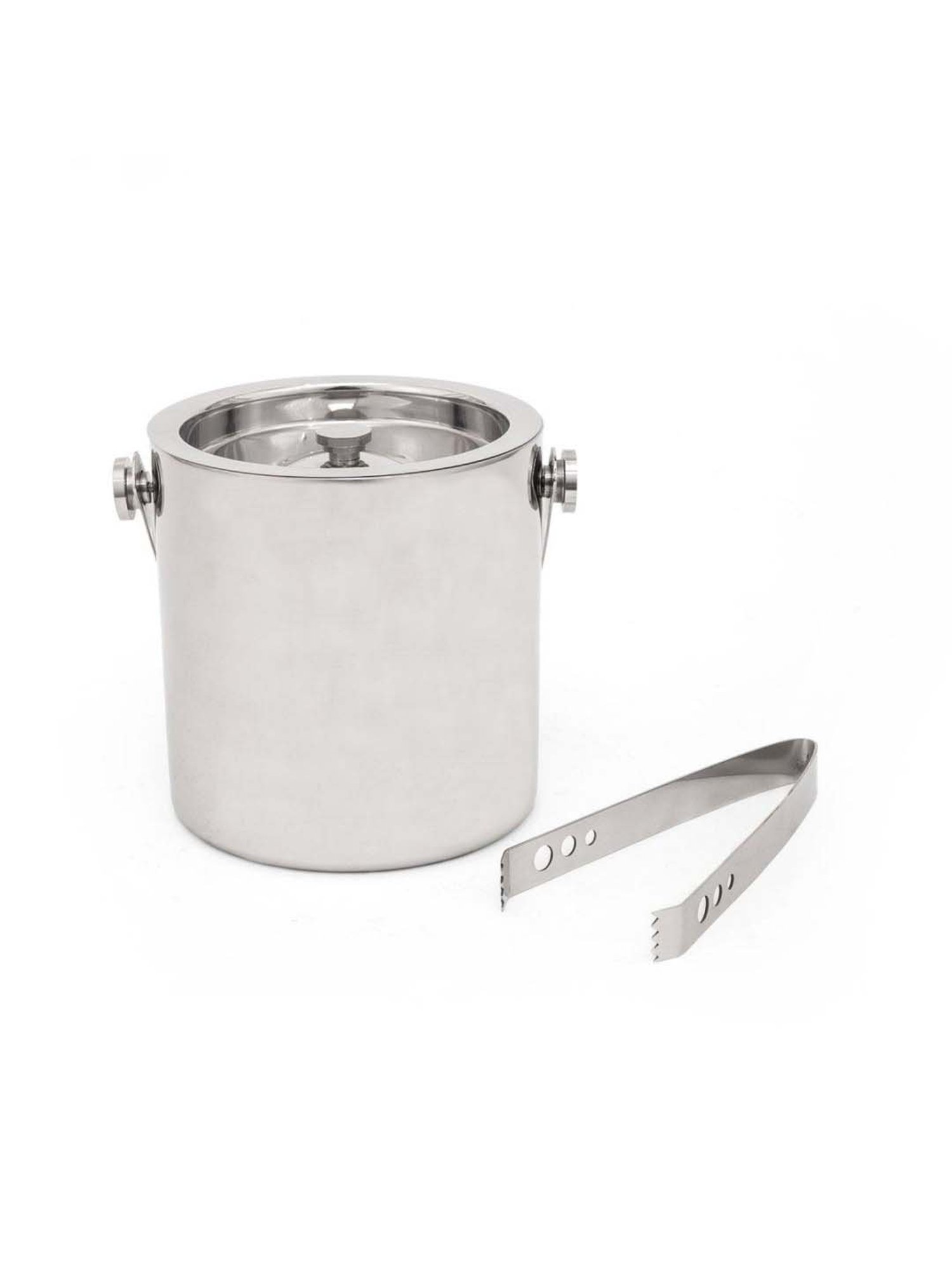 Home4U 'Bailey' Silver Stainless Steel Ice-Bucket With Tong (0.945 L) - Set of 1