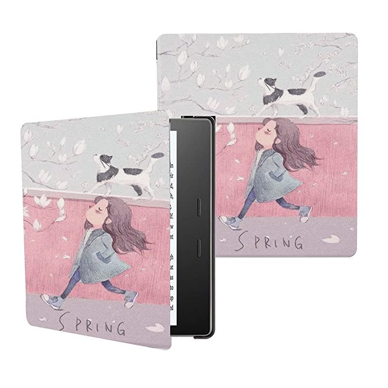 Water-Safe Case for All New K i n d l e O a s i s 7 inch case 2019/2017 Release- PU Leather Smart Cover with Auto Wake/Sleep Cover (Spring)