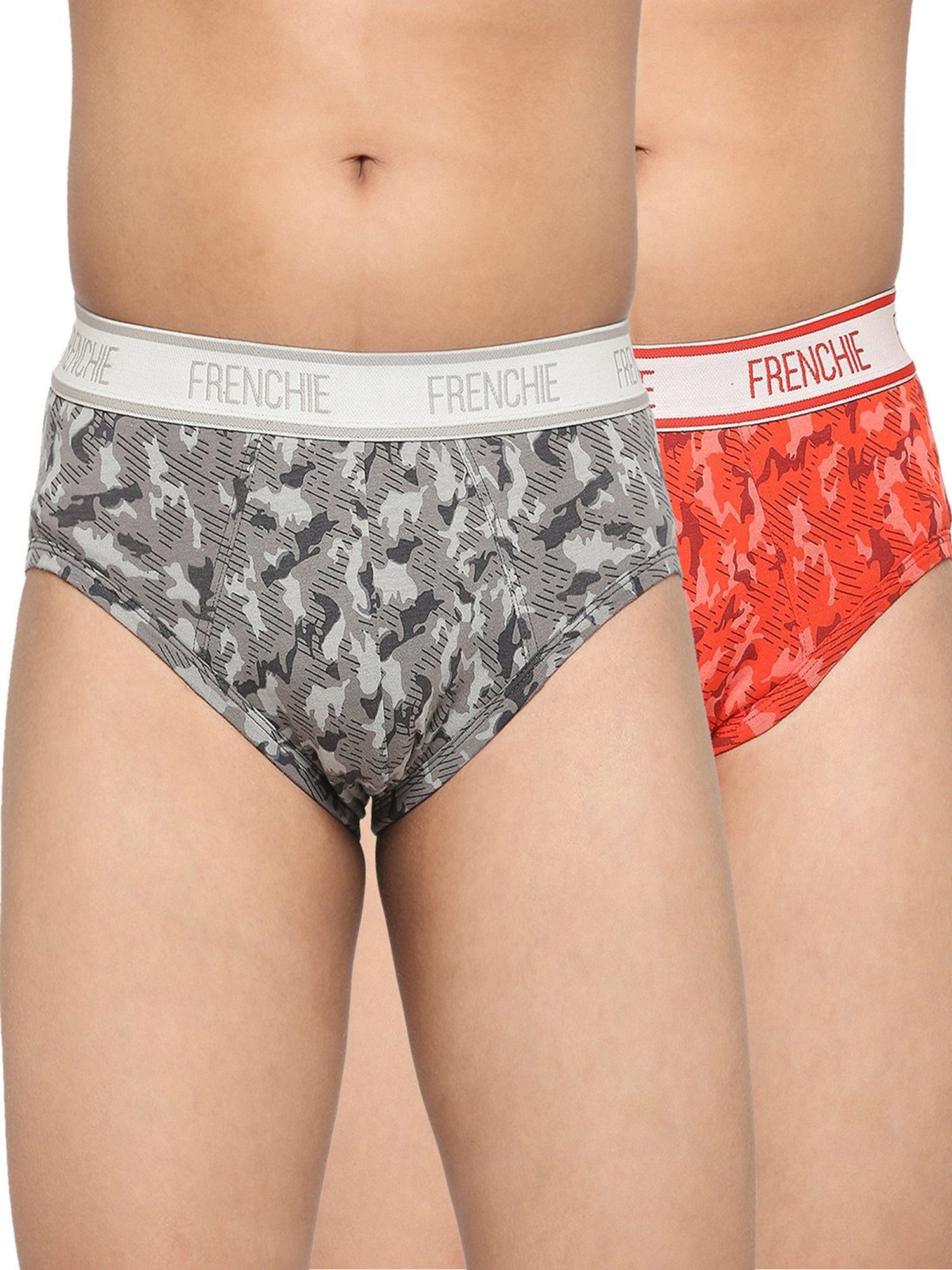 Frenchie Kids Red & Grey Camouflage Briefs (Pack Of 2)