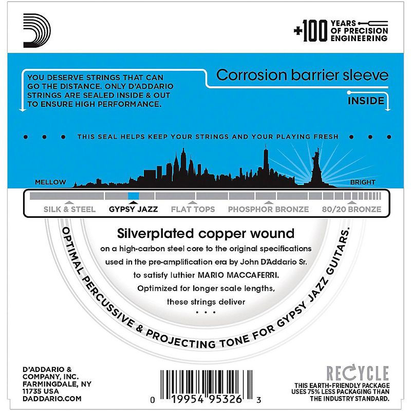 D'Addario EJ83L Gypsy Jazz Silver Wound Light Acoustic Guitar Strings