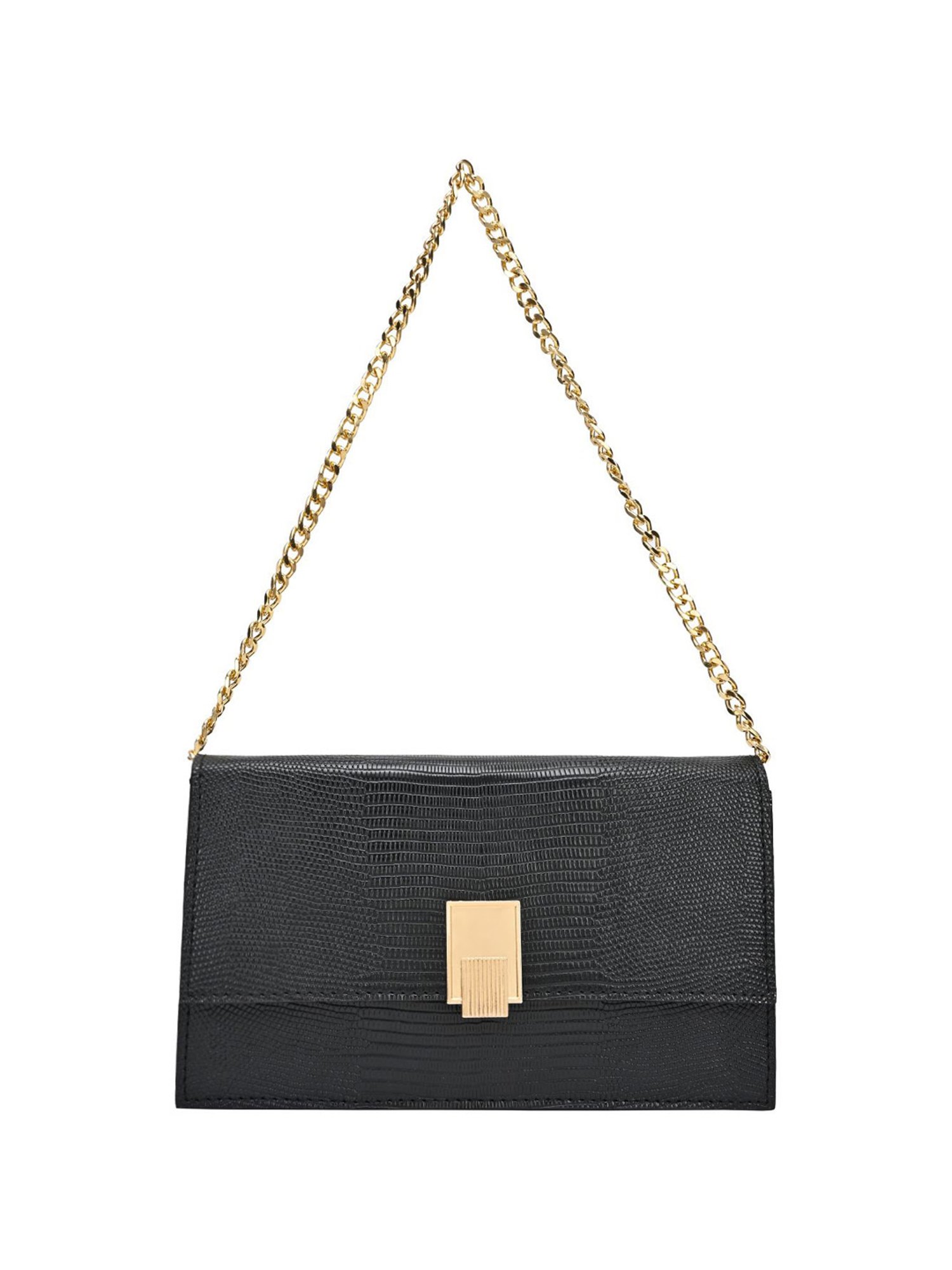 Horra Black Textured Shoulder Handbag