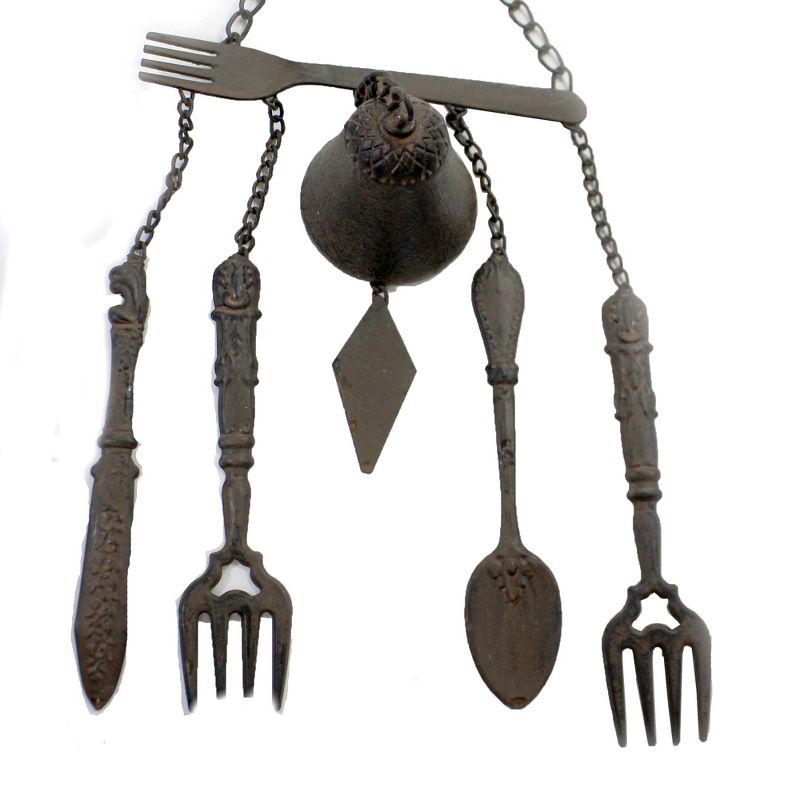 Home & Garden 18.0" Forks And Spoons Windchime Bell Knife Rustic Metal Manual Woodworkers And Weavers  -  Bells And Wind Chimes
