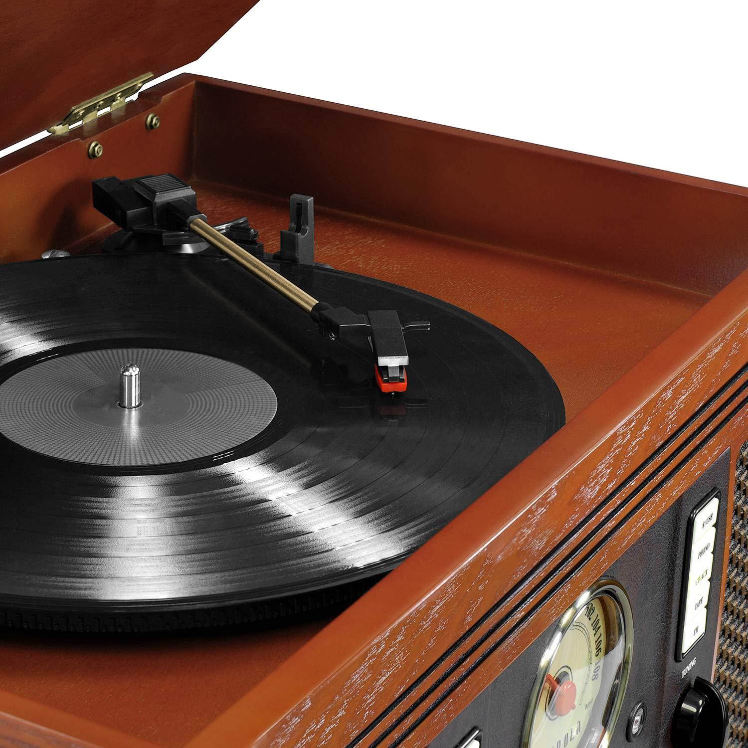 Victrola Aviator: 8-in-1 Bluetooth turntable, Mahogany