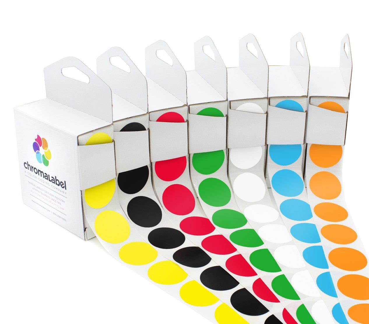 ChromaLabel Standard Color-Code Dot Label Kit | 7 Assorted Colors | 1,000/Dispenser Box (1 inch)