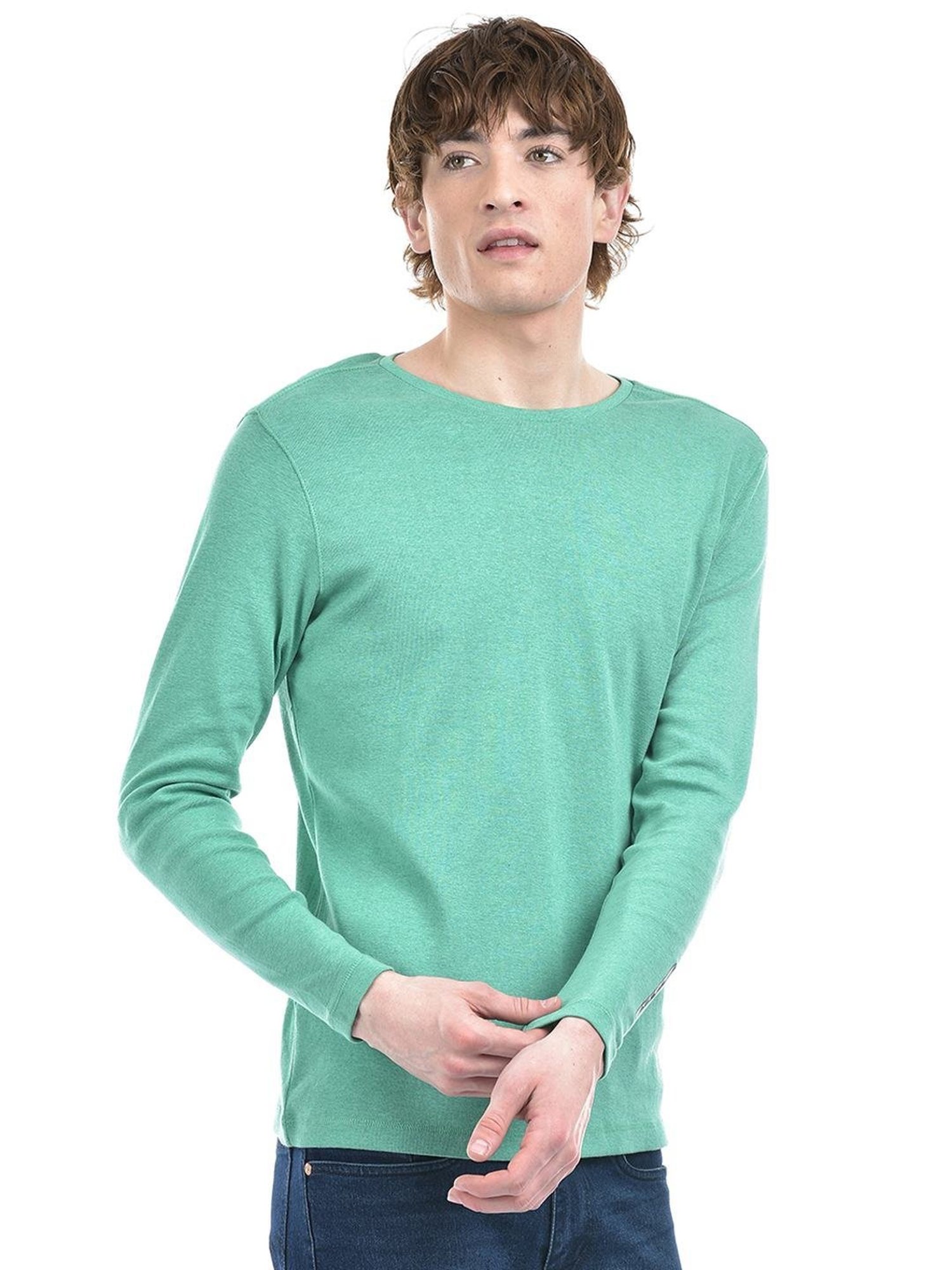 Numero Uno Green Cotton Regular Fit T-Shirt